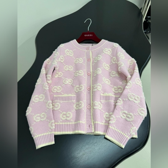 Gucci Pink Women's GG Wool cardigan - Picture 3 of 6
